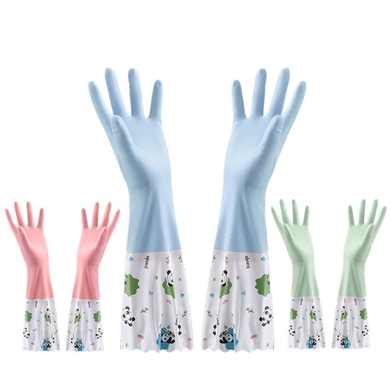 Invierno de invierno guantes de panda de PVC limpieza doméstica cocina doméstica lavado de platos lavado de ropa impermeable espesado