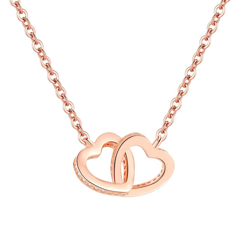 S925 plata esterlina en forma de corazón Collar para las mujeres estilo coreano ins estilo corazón a corazón impreso clavícula cadena corto simple diseño de moda sentido