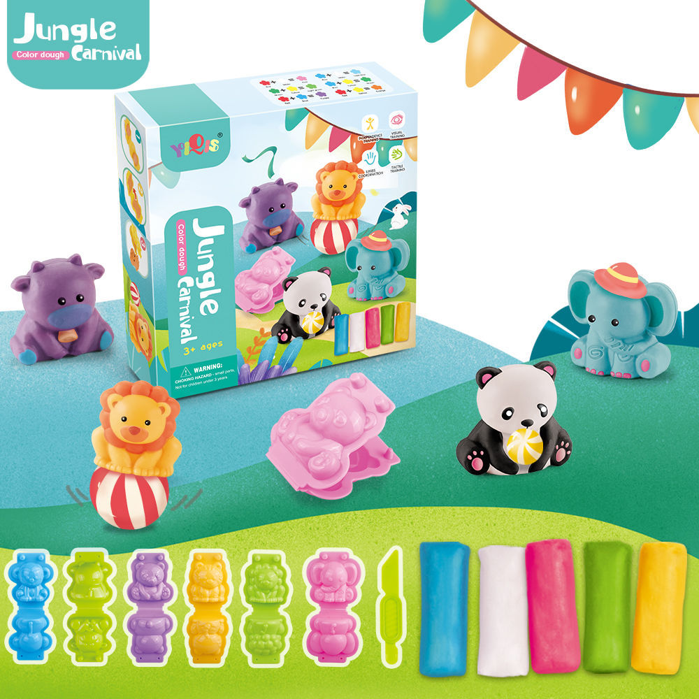 Transfronterizo Venta caliente dinosaurio de color arcilla traje de juguete fruta animal marino plastilina herramienta molde entrega de una sola pieza