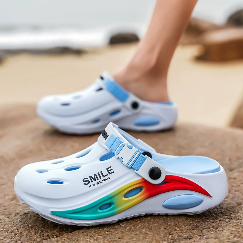 Мужские крокодиловые туфли 2025 года, двухсторонние мужские пляжные туфли для вождения с эффектом "попа" для купания и прогулок по пляжу.