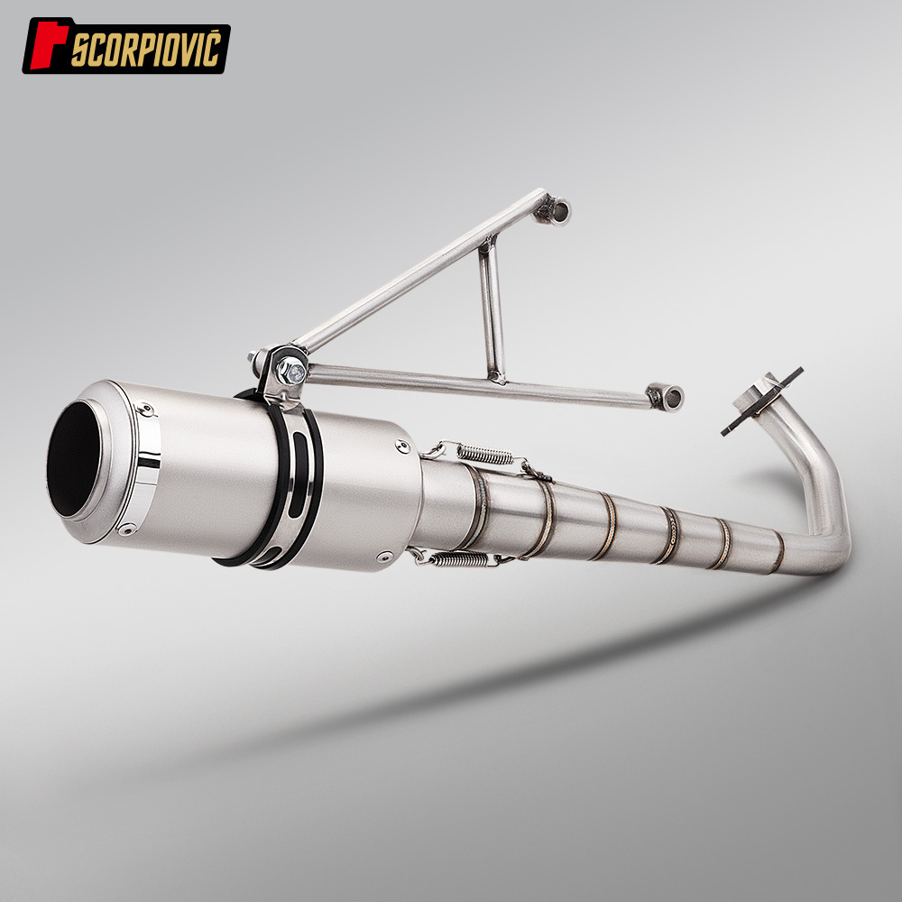 RS100 RSZ Fuxi 100cc stainless steel front exhaust pipe, SC muffler, hexagonal tailpipe, and silencer set