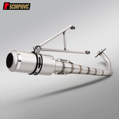 RS100 RSZ Fuxi 100cc stainless steel front exhaust pipe, SC muffler, hexagonal tailpipe, and silencer set