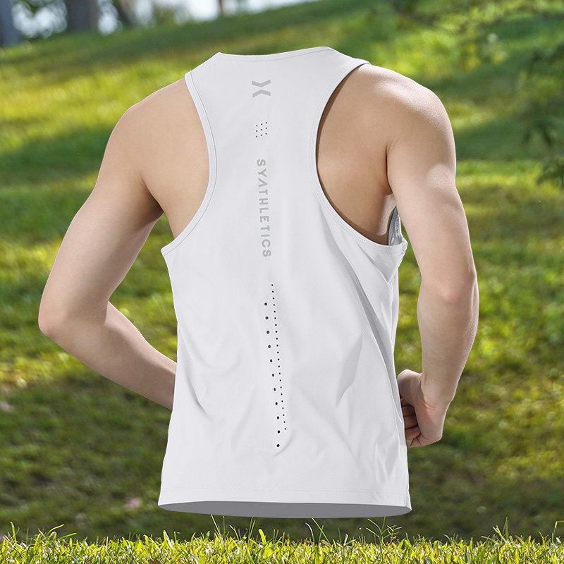 Summer new fitness sports T-shirt running vest for men, quick-dry professional marathon narrow-shoulder sleeveless top