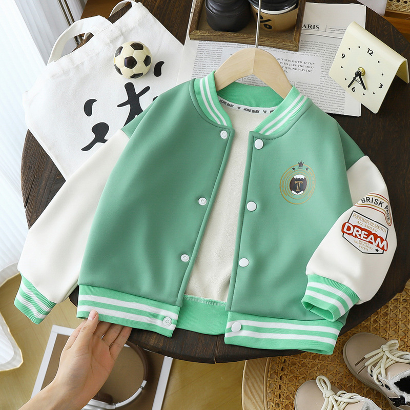 秋冬款儿童加绒外套男童帅气棒球服女童洋气开衫宝宝百搭夹克童装|undefined