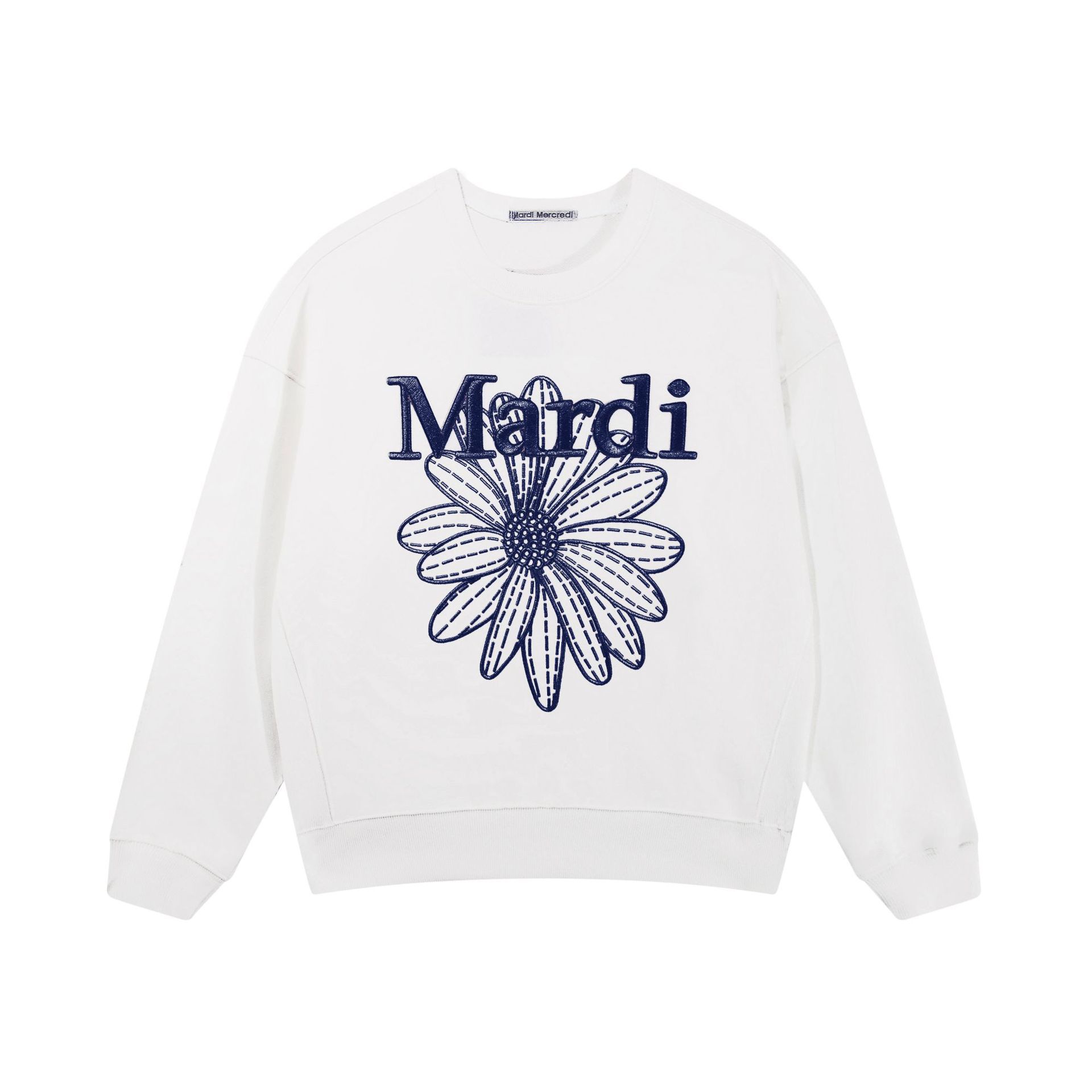 Embroidered white/navy blue / One size fits all