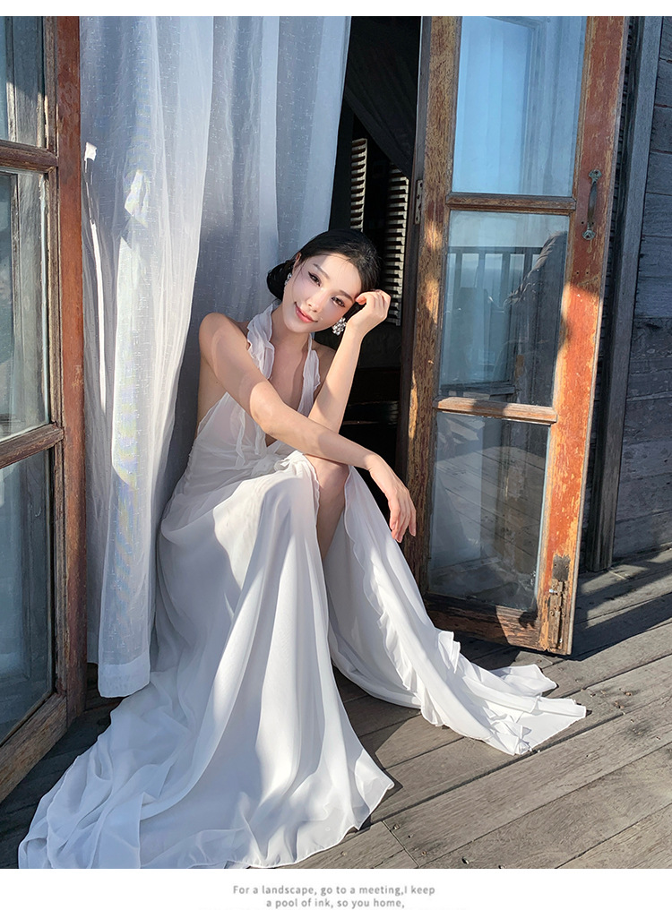 Beach Dress Women, Summer Wear For Seaside Vacations, Ultra-fairy Backless Dress, Bohemian Long Skirt With A Large Hem,_ecoleips.com