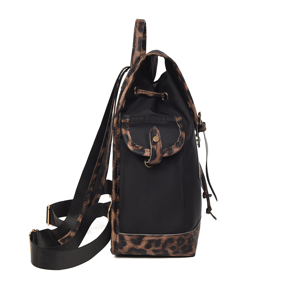 Amazon nueva mochila de tela Oxford para mujer casual moda estampado de leopardo contraste color antirrobo mochila para computadora de gran capacidad
