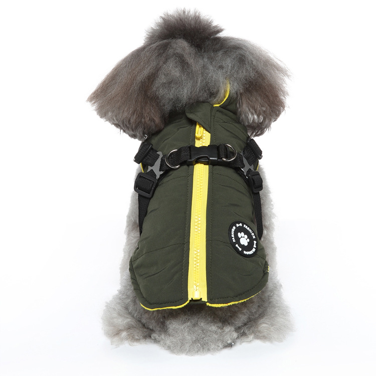 Ropa vendedora caliente transfronteriza para perros Teddy chaqueta de cubo francés correa para el pecho ropa de algodón acolchado cremallera de estilo británico ropa de invierno para mascotas