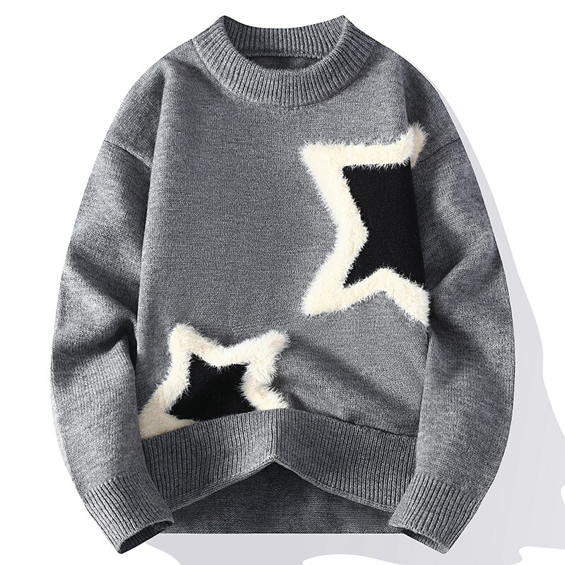 Autumn and Winter New Warm Youth Men's Sweater Student Loose Trendy Thickened Base Sweater Jacket Autumn and Winter New Warm Youth Men's Sweater Student Loose Trendy Thickened Base Sweater Jacket