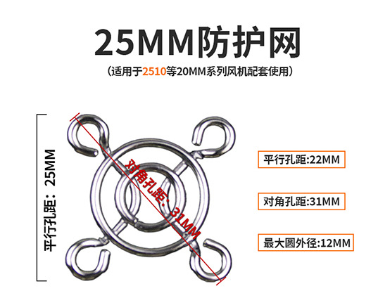 25 ミリメートル-300 ミリメートル電源シャーシ冷却ファンファン金属保護メッシュカバー保護メッシュ