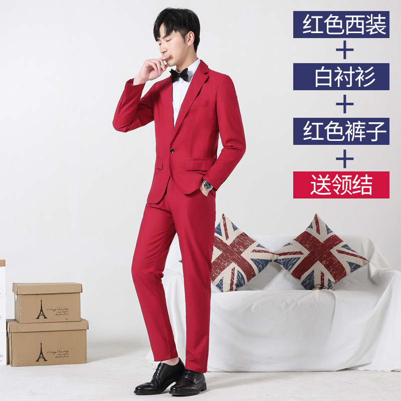 Red suit + pants + white shirt comes with bow tie / M