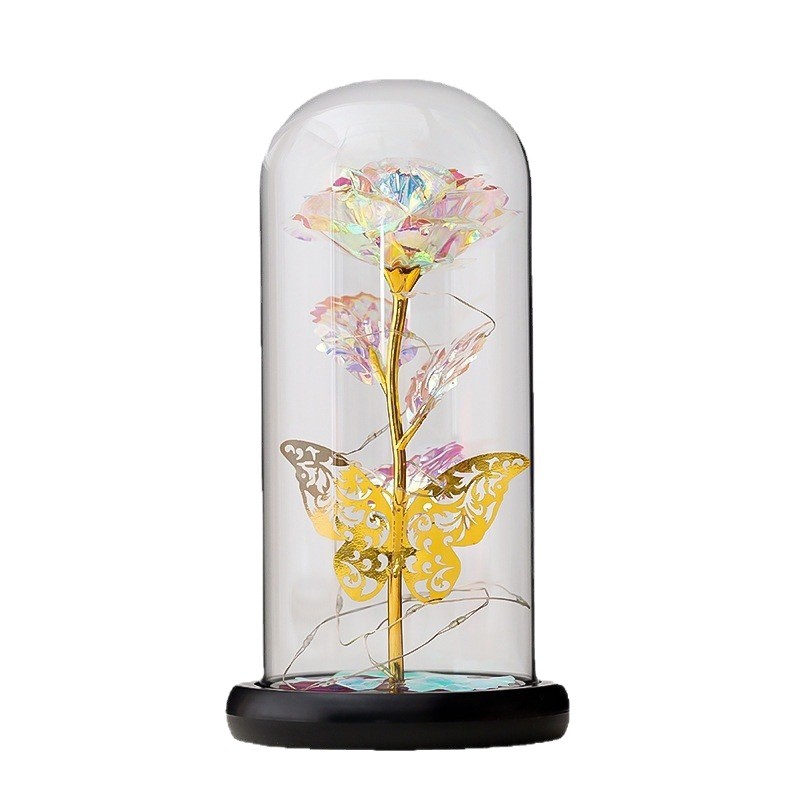 Amazonas transfronterizas flores inmortales cubierta de vidrio de oro de flores de flores de Navidad Día de la Madre Regalos de Día de San Valentín Decoraciones creativas