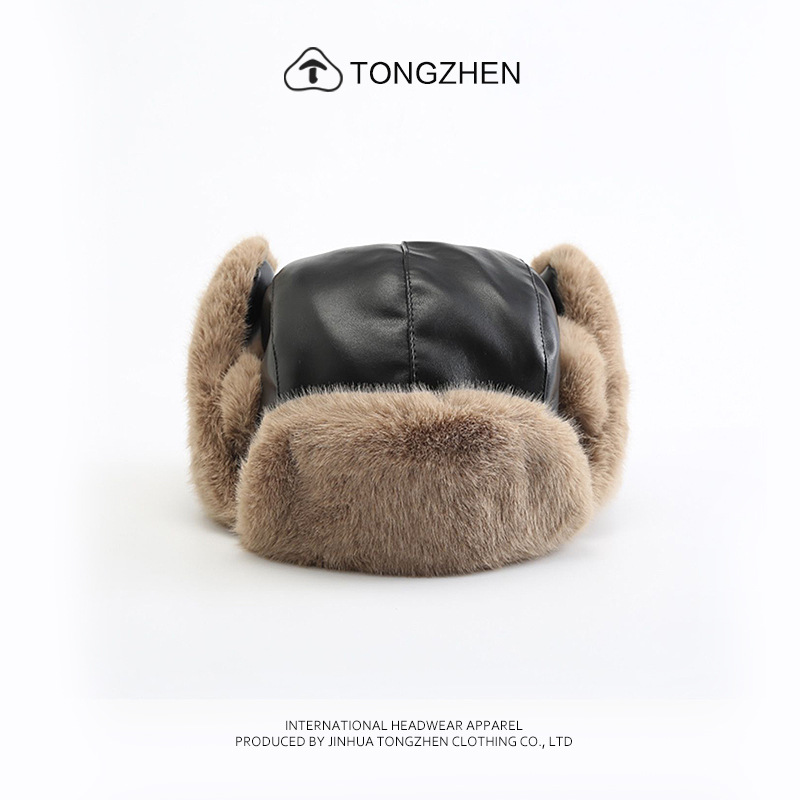 Gorro lei feng de couro para inverno com proteção de orelhas_voghion.com