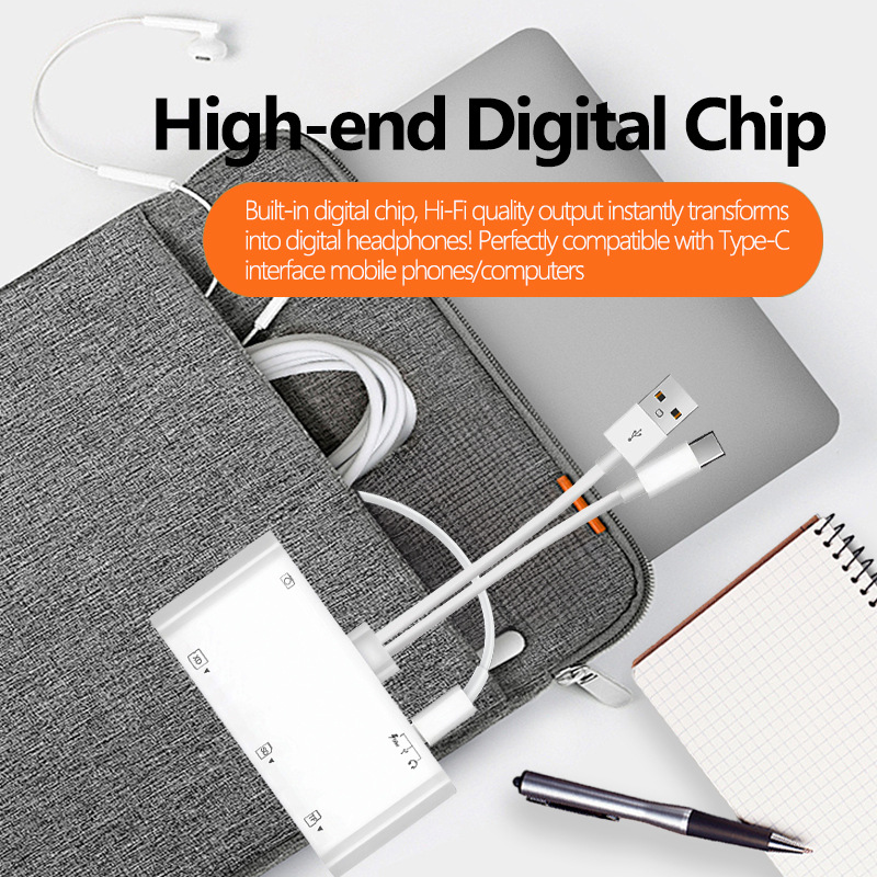 Lector de Tarjetas Compatible con Apple, Android, Huawei, Tarjeta SD, Teléfono Móvil, OTG Todo en Uno, Tarjeta de Memoria Cuatro en Uno TIPO-C USB