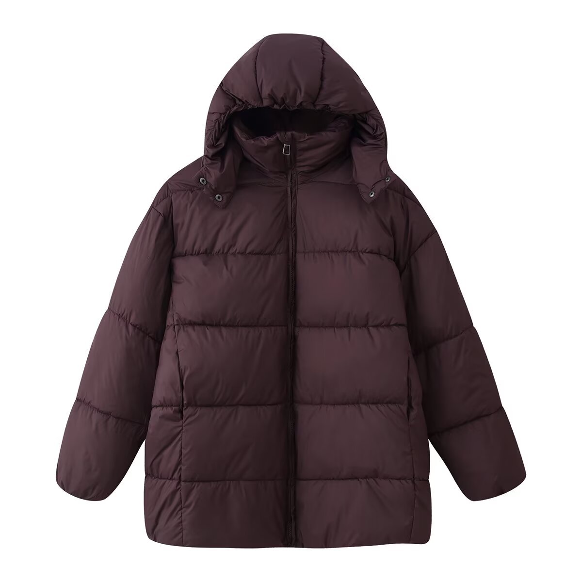 Simple Versatile Loose-fitting Padded Coat With A Hood Simple Versatile Loose-fitting Padded Coat With A Hood