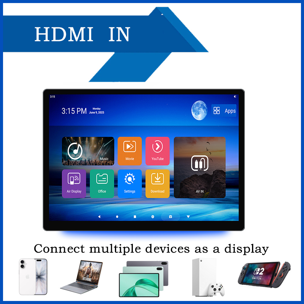Direct Sales 13.5inch External Android Display Screen Fully Integrated Advertising Machine 13.5inch Headrest Android Mp5 Display Screen