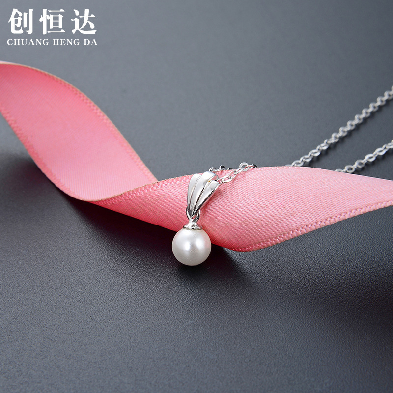 Corea del Sur Dongdaemun S925 plata nueva moda personalidad simple temperamento corto collar de perlas de perlas de cadena de clavícula para mujeres