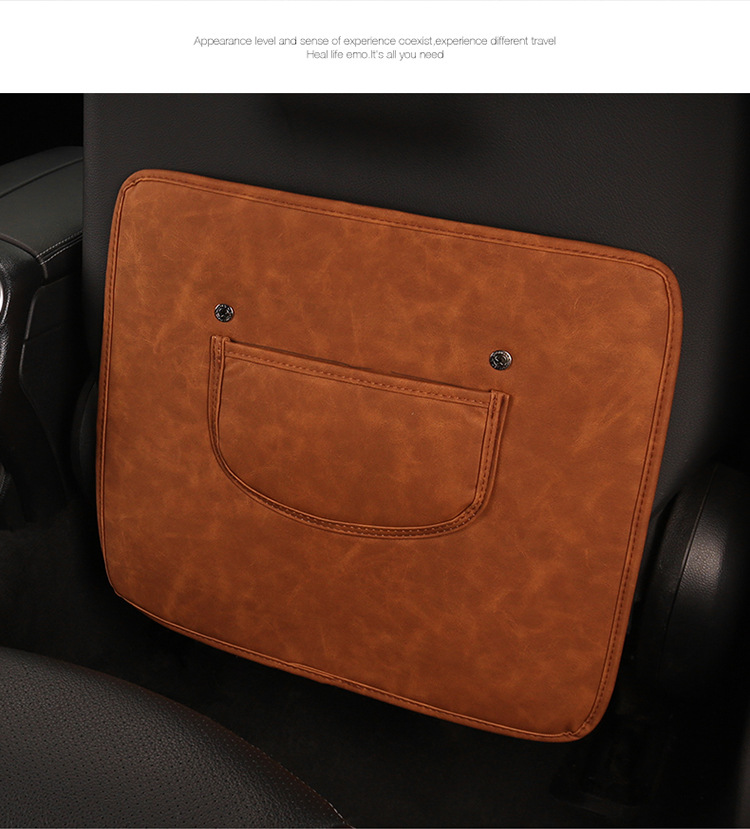 Car Kidsren's Seat Back Anti-Kick Pad Business Classic Rear Seat Anti-Kick and Anti-Scratch Pad Leather Stain-Resistant Seat Back Pad