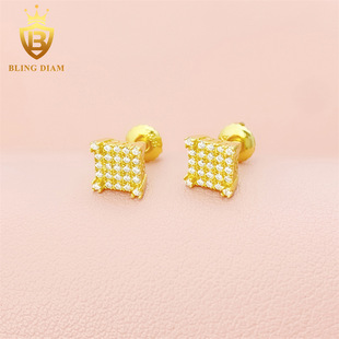 INS new best selling S925 silver set moissanite classic square stud earrings wholesale supply simple stud earrings