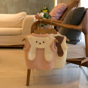 Dropshipping Spring and Autum New Pure Color Cute Bear Cardigan Kidsren's Vest J998