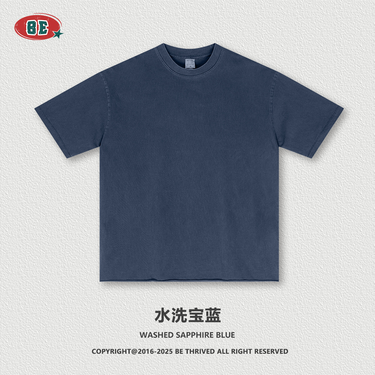 Be Hombres| 2025 verano marca de moda americana pesada azul borde grande hombre camiseta de mangas cortas pantalones cortos set hombre
