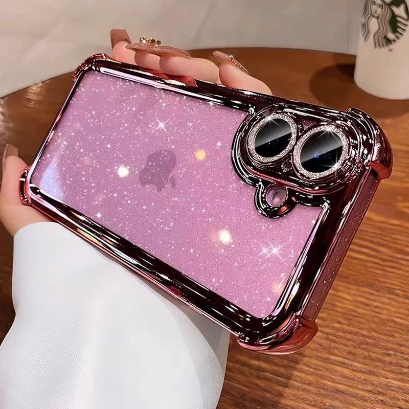 Simple estrella brillo cuatro esquinas anti-caída apta iphone15 Apple 16ProMax funda para teléfono móvil 14 hombres y mujeres 13 nuevo