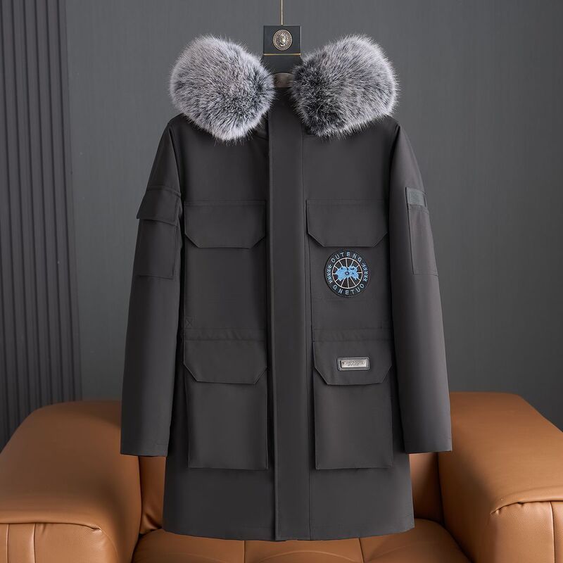 Long-Term Supply of Haining Casual Gold Mink Velvet Parka Men's 2025 New Imitation Fox Fur Collar Environmentally Friendly Fur Jacket