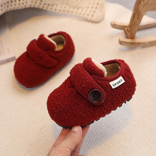 Children's Birkie Shoes Winter New Girls Baby First Walking Shoes Boys Kids Double Cotton Plush Shoes Baby Bean Shoes Fleece Lined