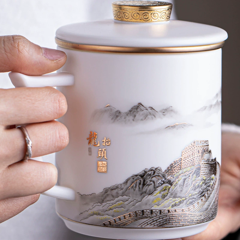 Подарок для мужчин овечий жир нефрита чайная чашка для разделения чая домашняя керамика офис высокого класса роскошная чашка для подарков