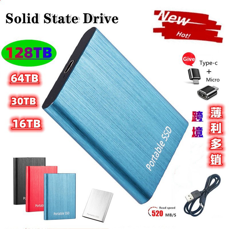 Cross-Border Export Expansion and Upgrade High-Speed Portable Mobile Solid State Drive 500Gb-128Tb Factory Direct Sale
