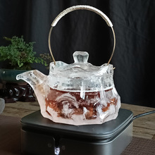 方恩原矿水晶茶壶提梁壶耐高温茶器烧水壶家用个性国风茶具套装