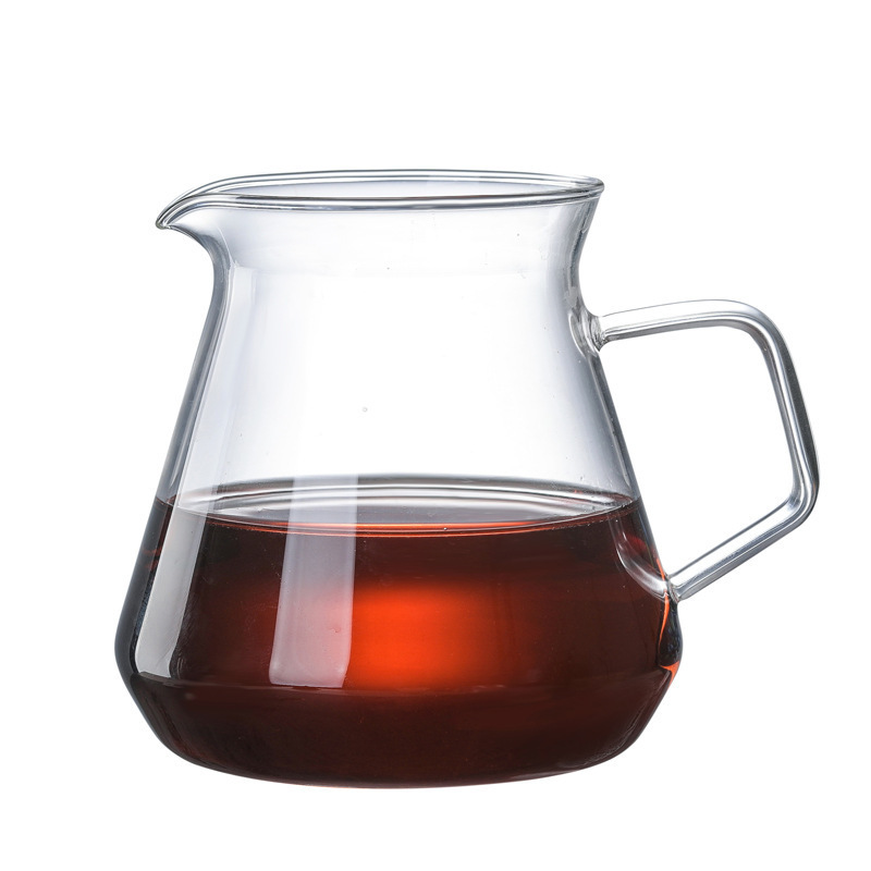 Suministro de vidrio de borosilicato mano Cafetera mano punzonado conjunto con bandeja de madera taza de filtro hogar vidrio café compartir olla