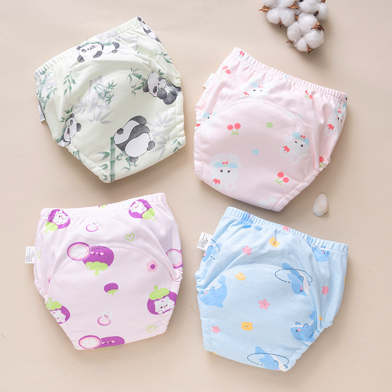 Cross-Border Foreign Trade Baby Children's Training Pants Waterproof Diaper Pants Infant Cartoon Breathable Potty Training Pants Pure Cotton Learning Pants
