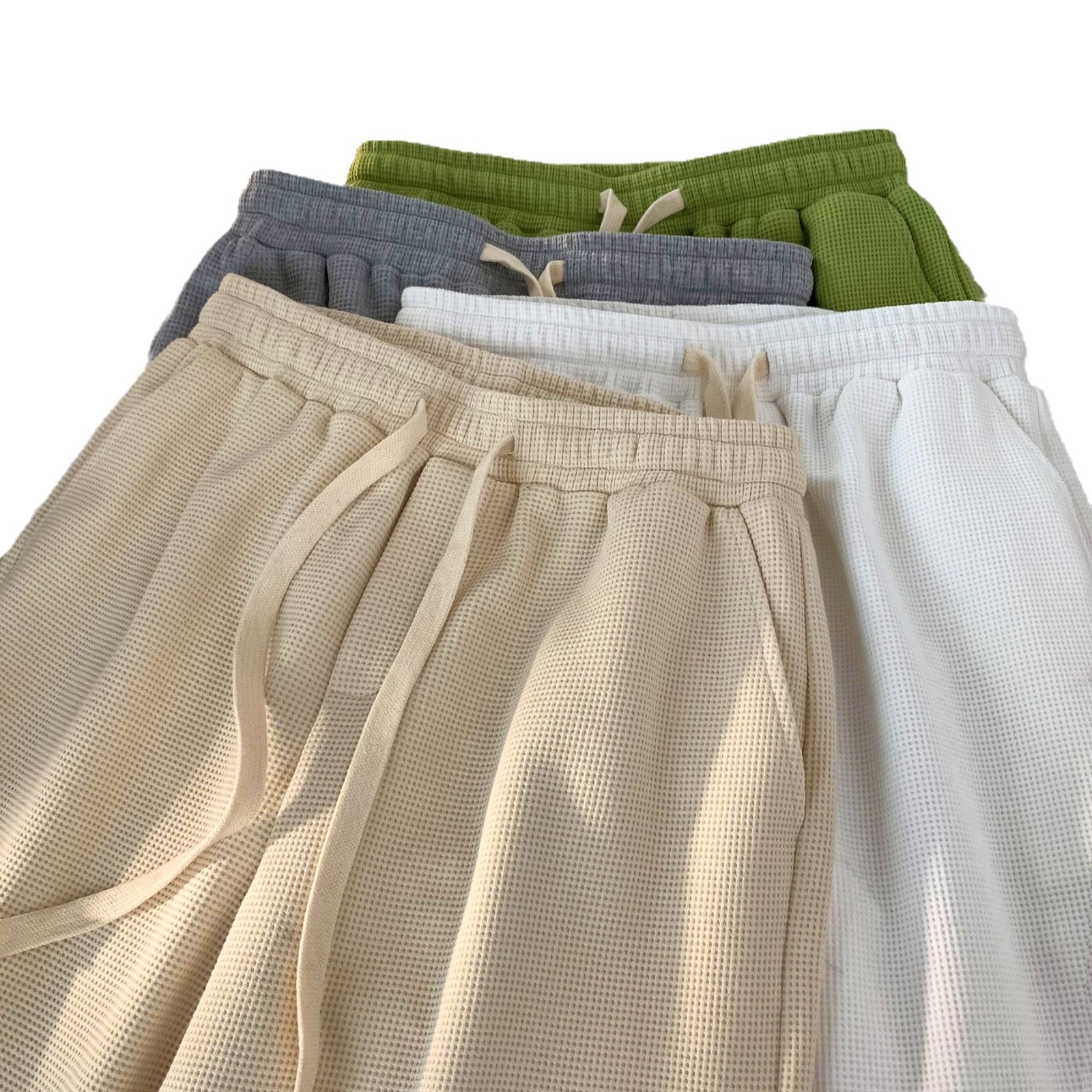 Men's Summer Sports Casual Shorts Loose Plus Size Waffle Five Point Pants New Style_viptrois.com