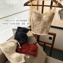 蕾丝细吊带内衣女小胸聚拢带胸垫美背内搭背心文胸小胸聚拢显大