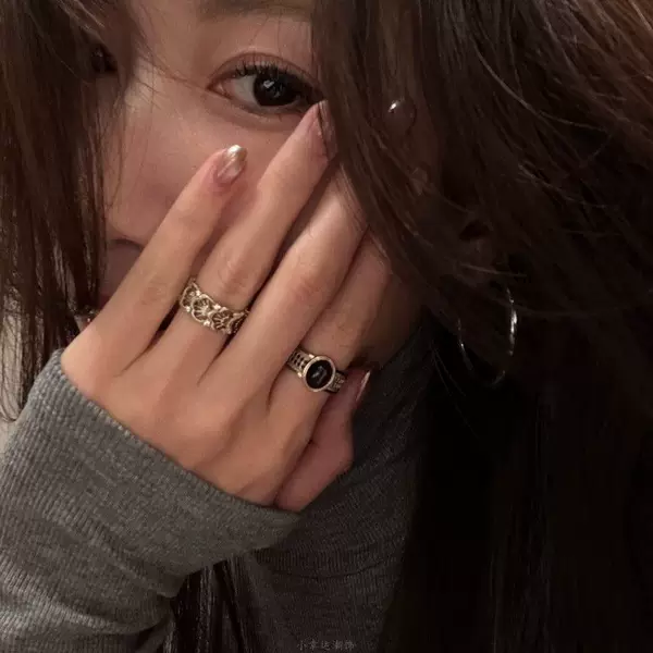 Vintage Carved Flower Ring for Women, Light Luxury, High-End, Exquisite Open-Ended Index Finger Ring, Niche Design Ring