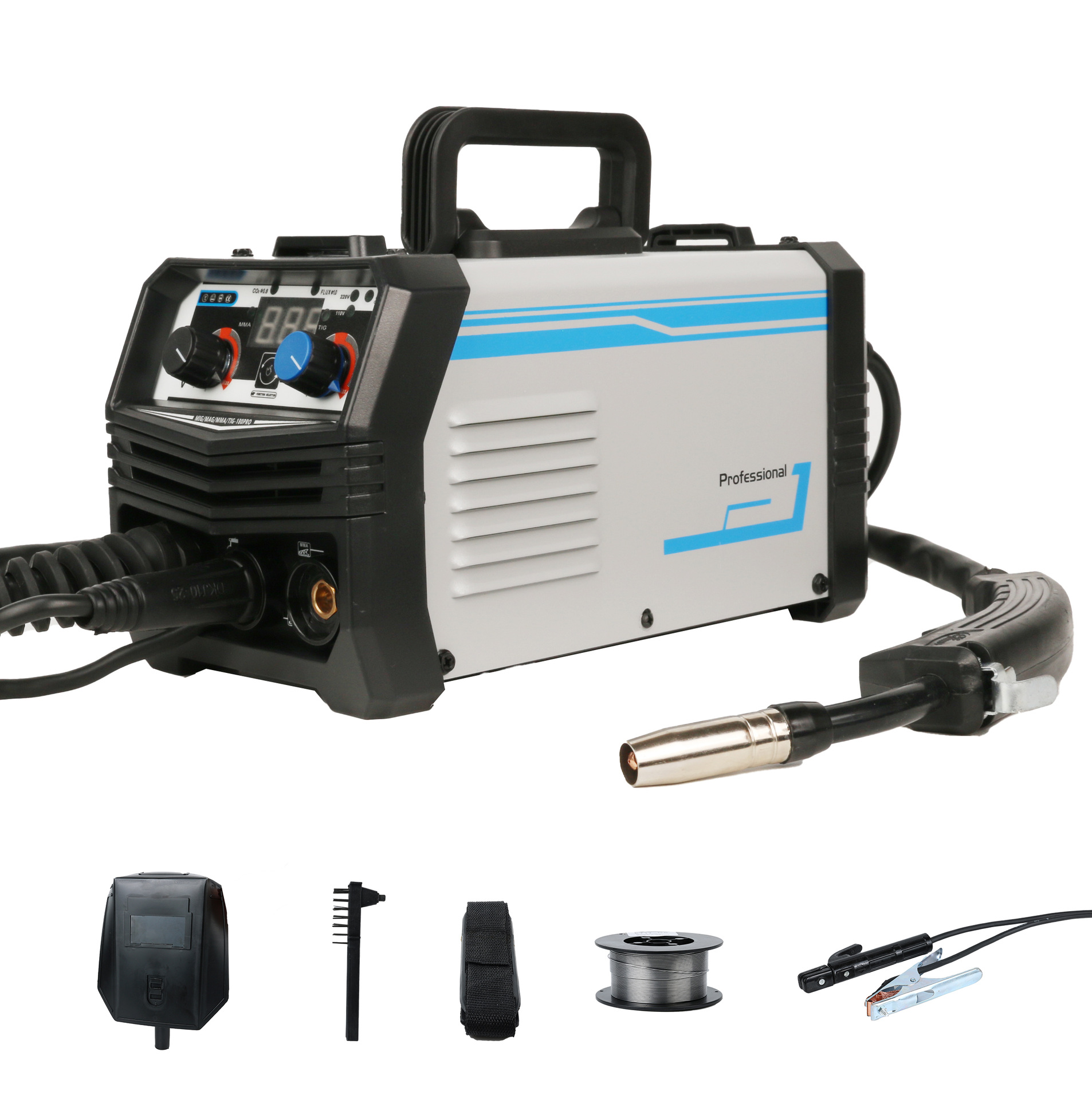 新款有气120A/220v欧规1kg四合一电焊机含配件MIG/MMA/TIG-180PRO