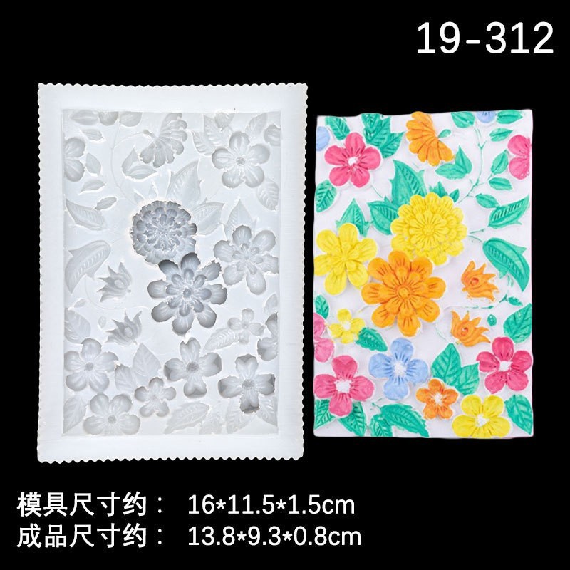 Planta flor fondant chocolate en relieve hojas de ratán patrón retro molde de silicona textura de pastel decoración