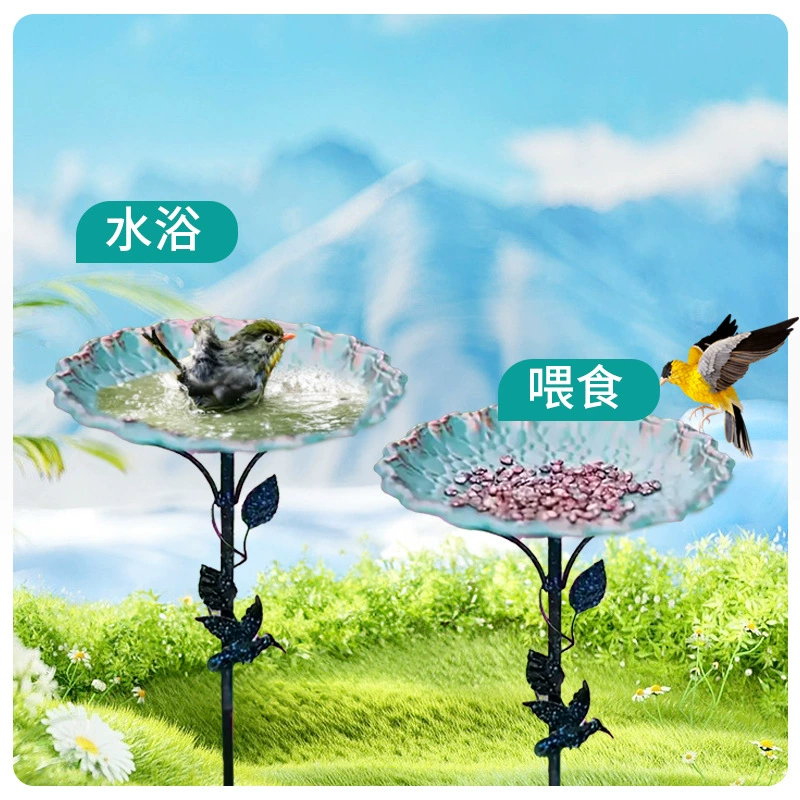 Кормушка для птиц с крючком для кормления, поддон для воды, металлическая подставка для лотоса, для сада и двора