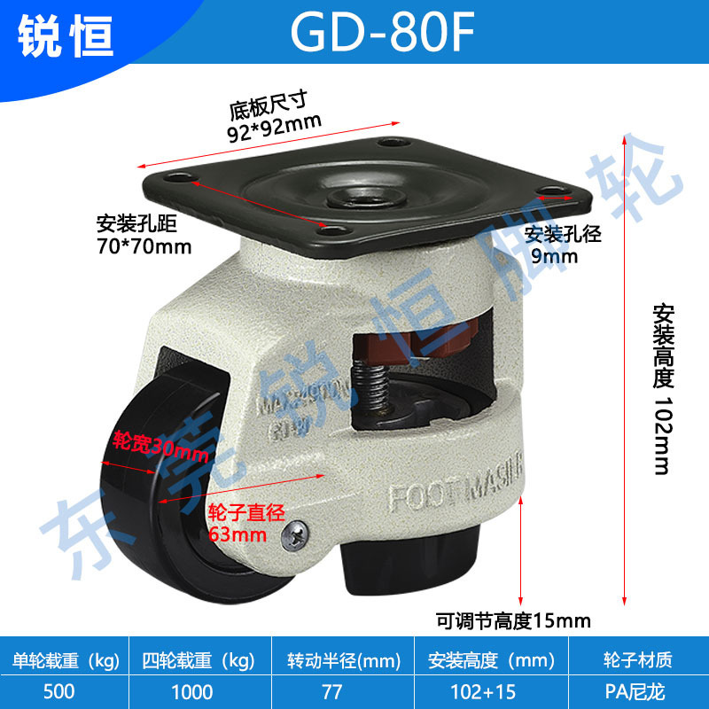 福馬輪GD-40F60F80F100F120F150FS重型ユニバーサルホイールアルミ形材水平調節キャスター|undefined