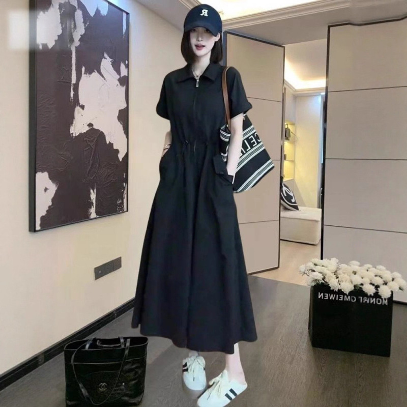 2026 Summer Korean Style Shirt Design, Casual Style, Versatile Dress That Covers the Body, Gentle and Youthful Mid-Length Dress