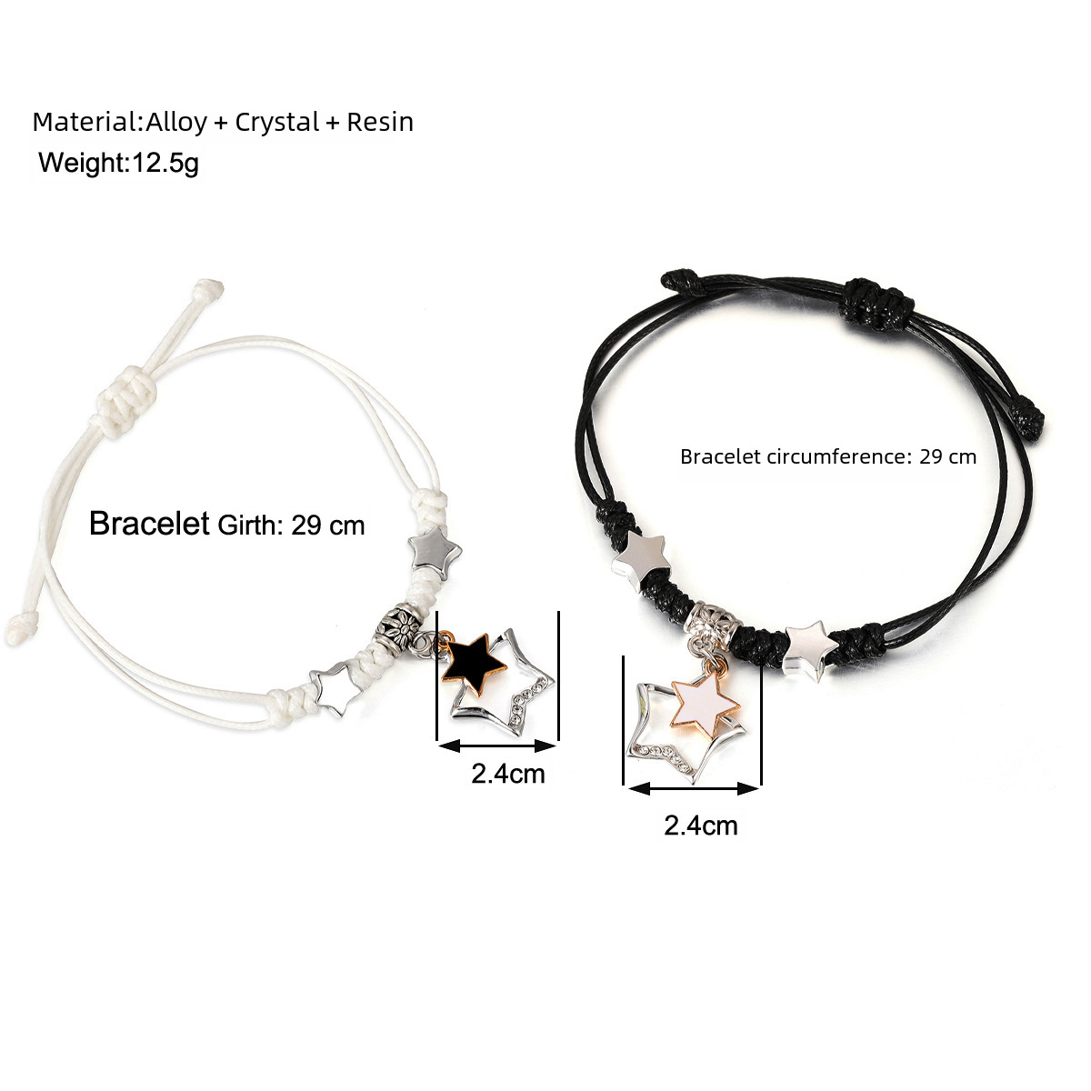 Tkaný černobílý náramek pro pár, kamarádky, sestry, studentský náramek, valentýnský dárek k narozeninám_voghion.com