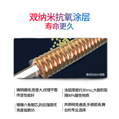 Orphee string gun T series double-coated, rust-proof phosphor bronze set of 6 folk guitar strings