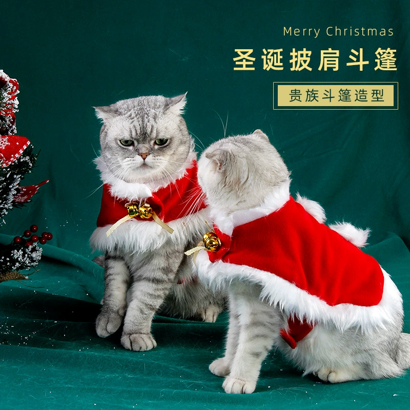 Amazon Hot Pet Party Cat Теплый красный бархатный плащ для домашних животных Европейский и американский Рождественский новогодний плащ для лобового стекла