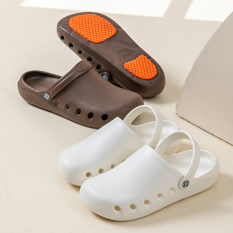 Upgraded Non-slip] Hole Shoes Women's 2025 New Style Baotou Slippers Operation Room Nurs Shoes Outer Wear Kitchen Sandals for Men