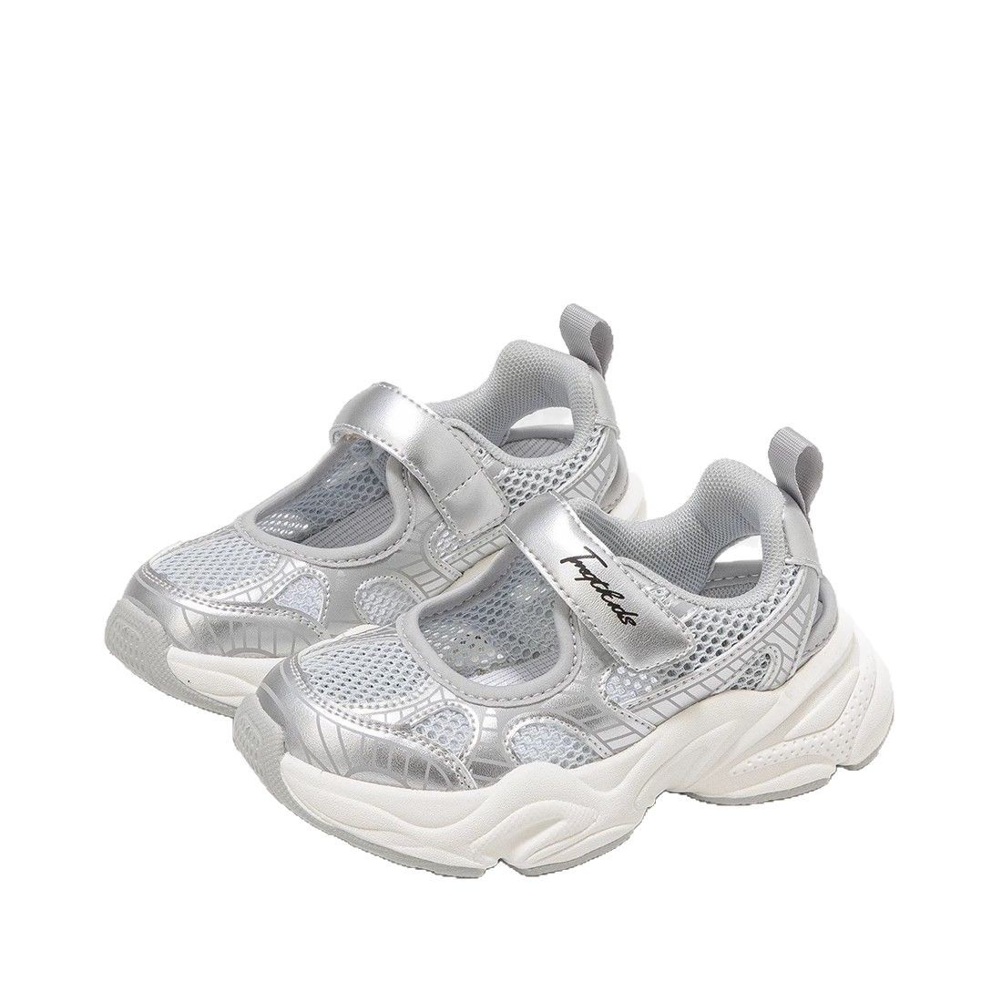Sandalias de niña con punta cerrada, estilo nuevo verano 2026, zapatillas deportivas de malla hueca transpirables e informales para niñas