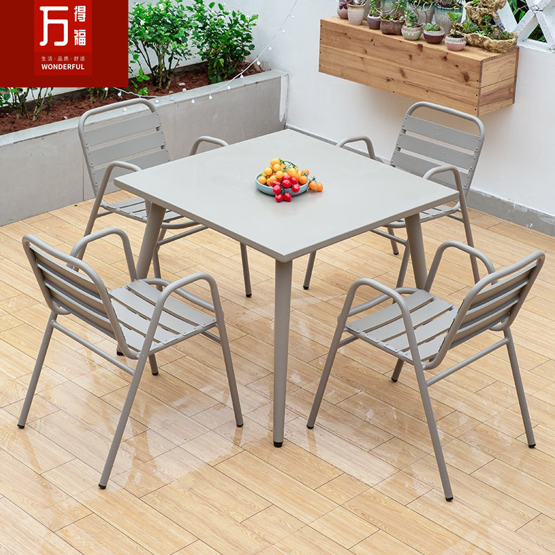 Outdoor table and chair courtyard carbon steel waterproof sunscreen garden simple modern villa outdoor balcony leisure iron tea table