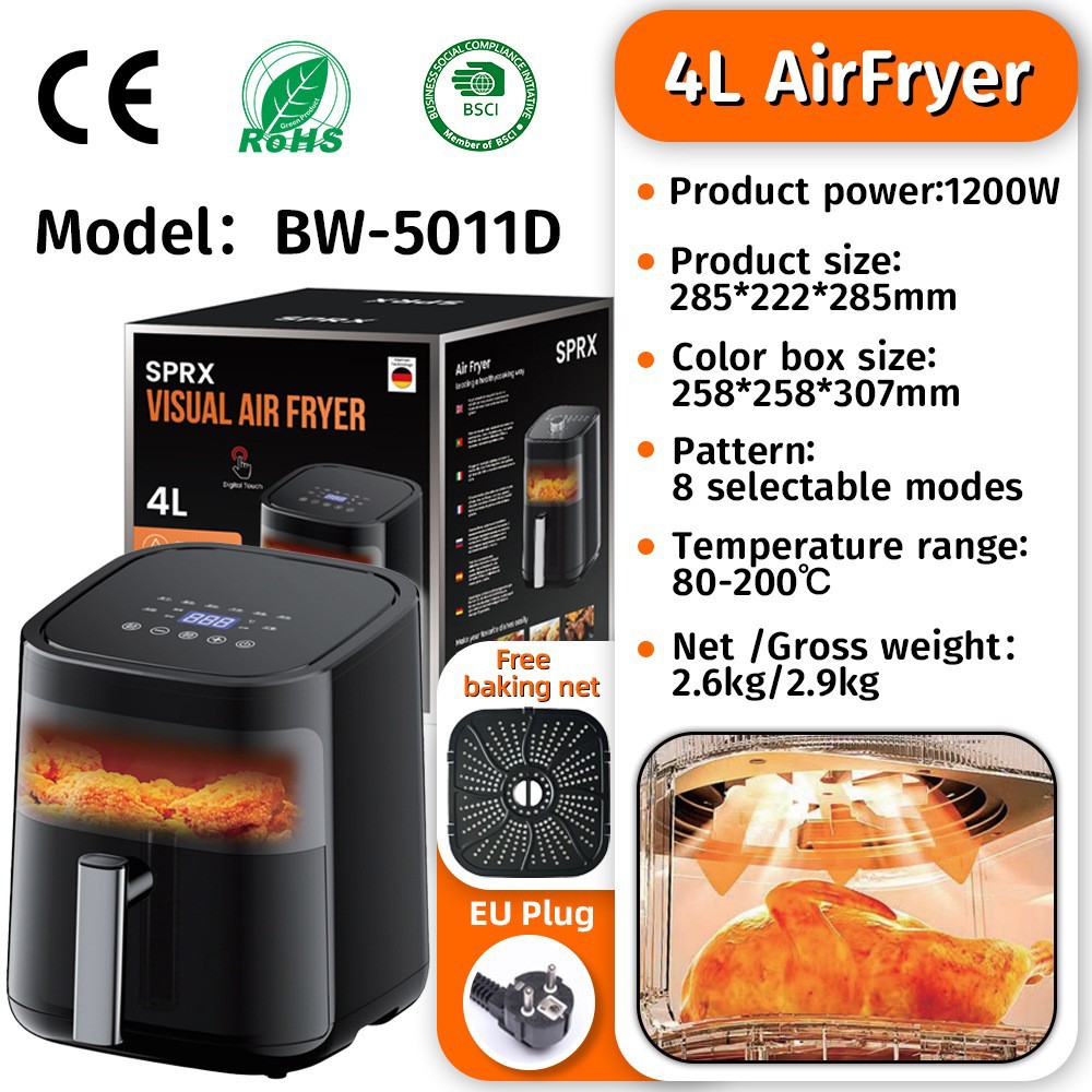 Modelo visual com tela de toque preta de 4,5L + "alta potência de 1200W"