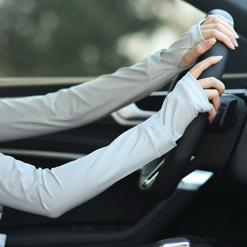 日焼け防止アイススリーブ男性と女性の夏の運転屋外サイクリング薄いアイスシルクスリーブオールインワン手袋サイクリング釣りサンシェード|undefined