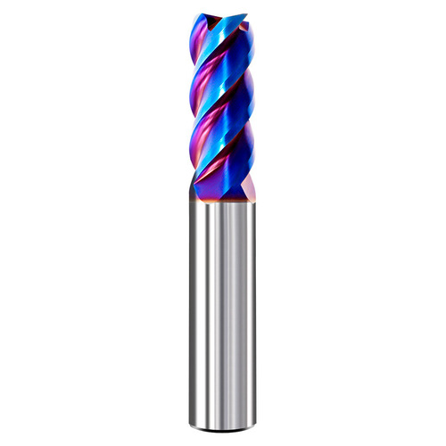 65-degree four-edged round-nose end mill with wear-resistant nano-blue coating, hard carbide end mill, R-edged round-nose CNC milling cutter